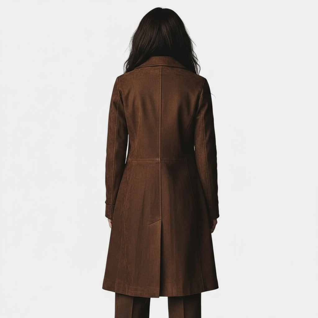 Abrigo largo mujer efecto ante – aun abrigo elegante con botones