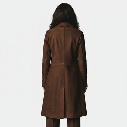 Abrigo largo mujer efecto ante – aun abrigo elegante con botones
