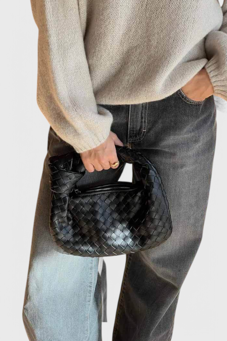 Bolso satchel mini rojo mujer tejido – bolso elegante cuero vegano compacto