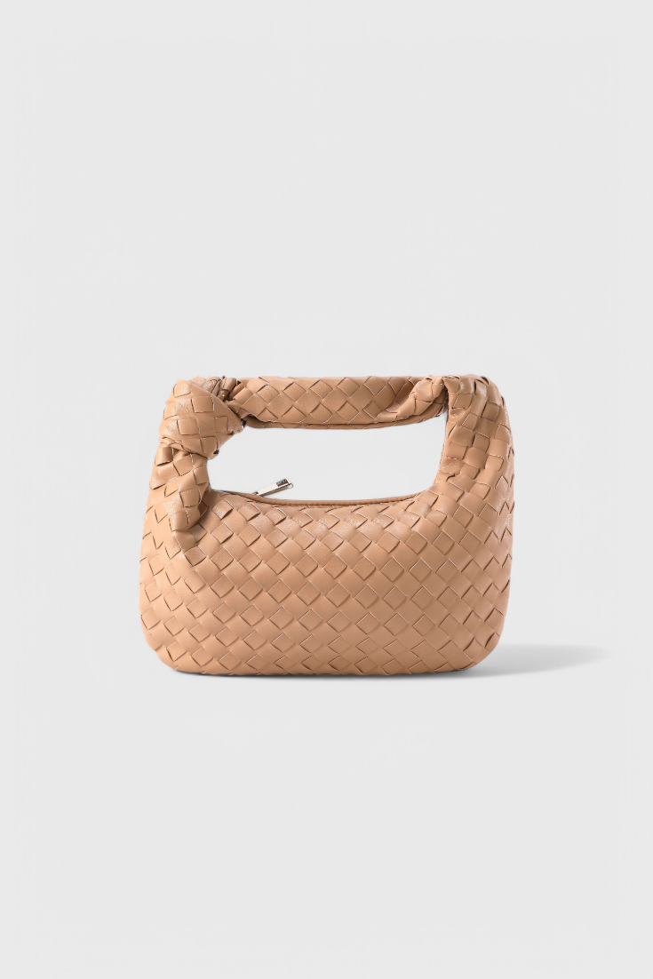 Bolso satchel mini rojo mujer tejido – bolso elegante cuero vegano compacto