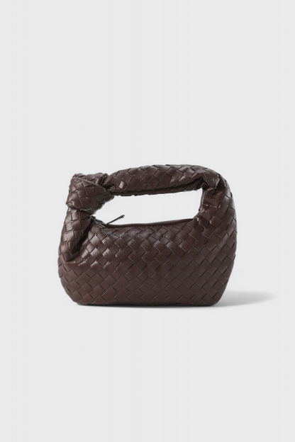 Bolso satchel mini rojo mujer tejido – bolso elegante cuero vegano compacto