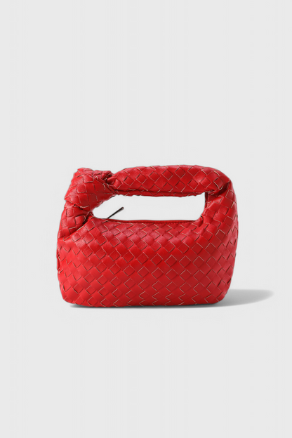 Bolso satchel mini rojo mujer tejido – bolso elegante cuero vegano compacto