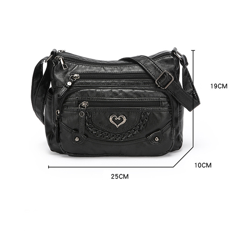 Bolso mujer cuero PU múltiple compartimentos casual