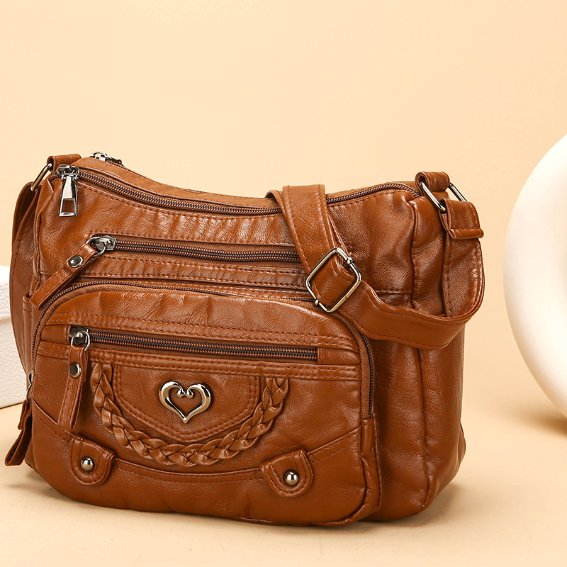 Bolso mujer cuero PU múltiple compartimentos casual