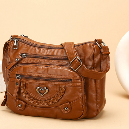 Bolso mujer cuero PU múltiple compartimentos casual