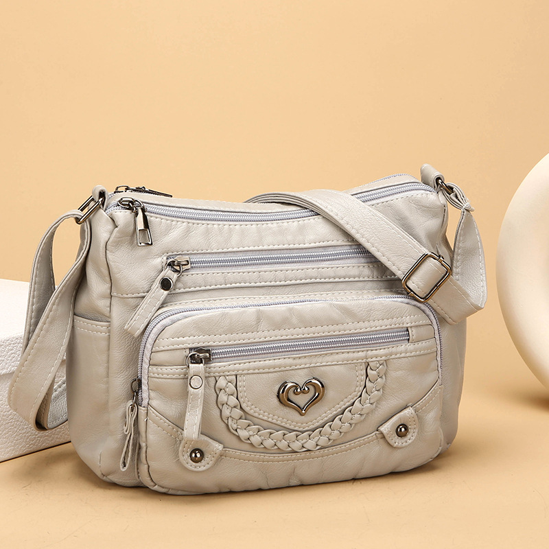 Bolso mujer cuero PU múltiple compartimentos casual