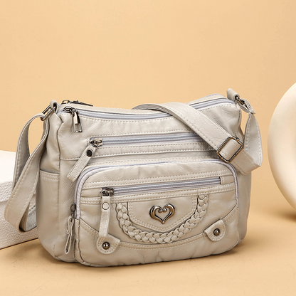 Bolso mujer cuero PU múltiple compartimentos casual