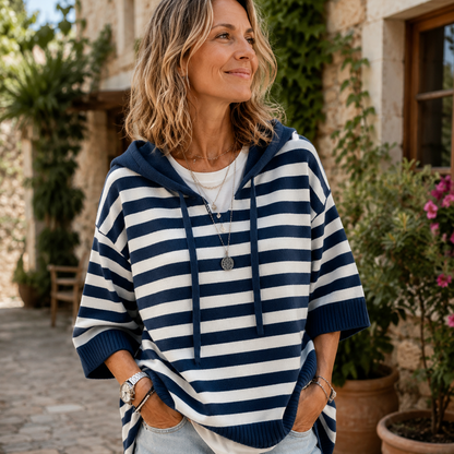 Sudadera con capucha mujer a rayas y corte holgado