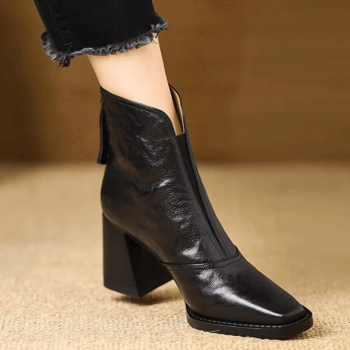 Botas mujer al tobillo con tacón ancho y cremallera – estilo elegante urbano